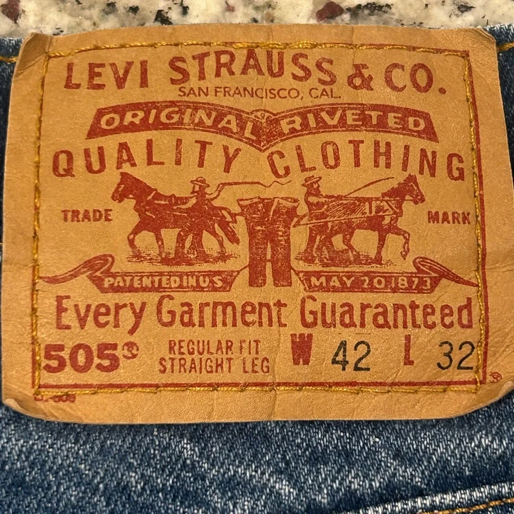 Levi's 505 VTG 90s Men's Blue Straight Regular Fit‎ Jeans 42/32 White Red Tag